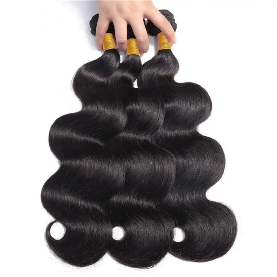 3 Pieces 12A Raw Hair Bundles – #1B Natural Black Body Wave