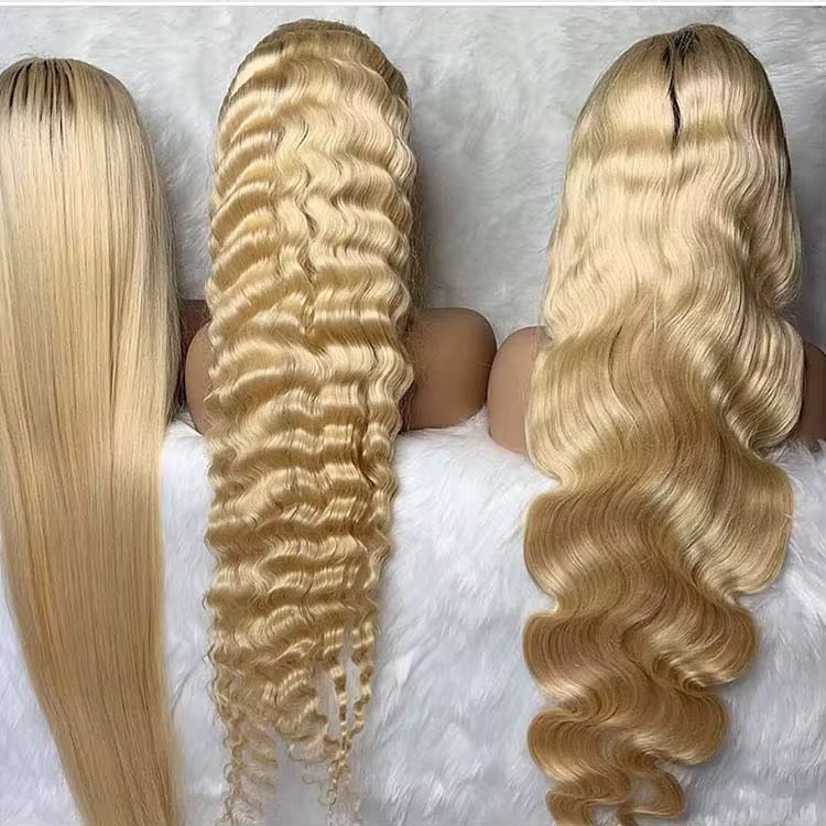 Transparent Blonde Human Hair 13×4 Lace Closure Wig – Long Body Wave, Single Invisible Knots