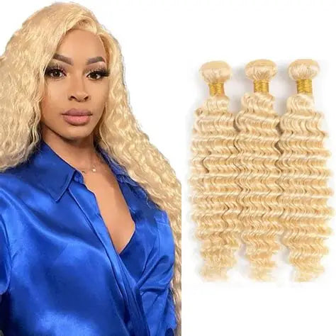 613 Blonde Deep Wave | 3-Piece HD Bundle | Raw Virgin Human Hair